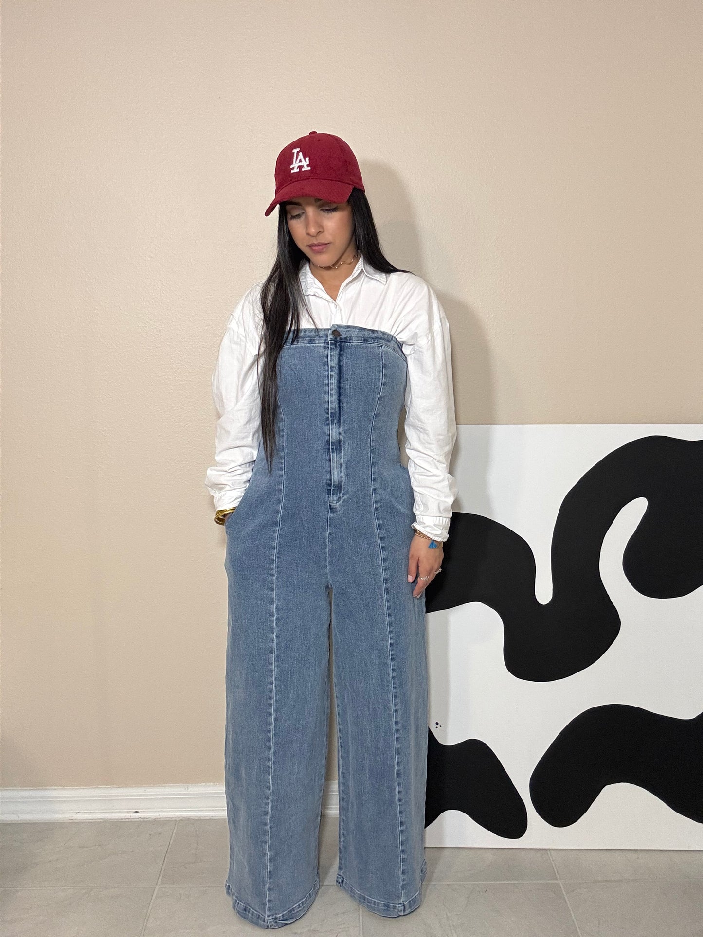 Strapless Denim Jumpsuit