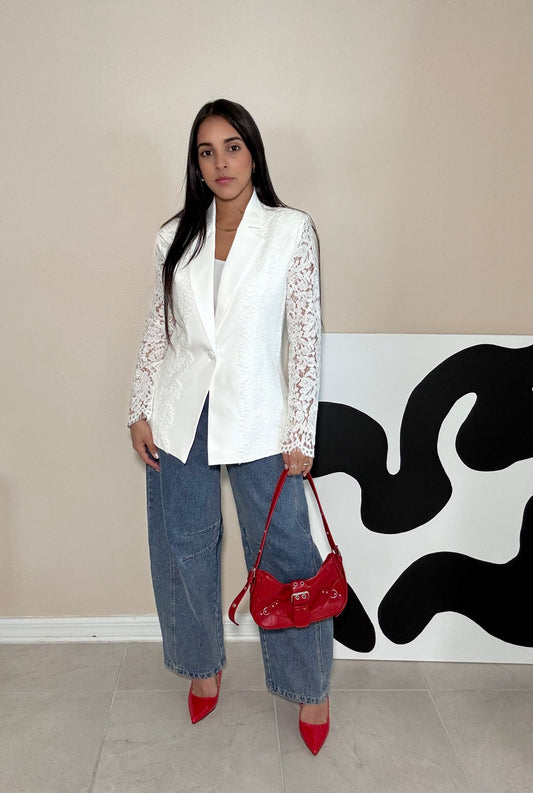 White Lace Blazer